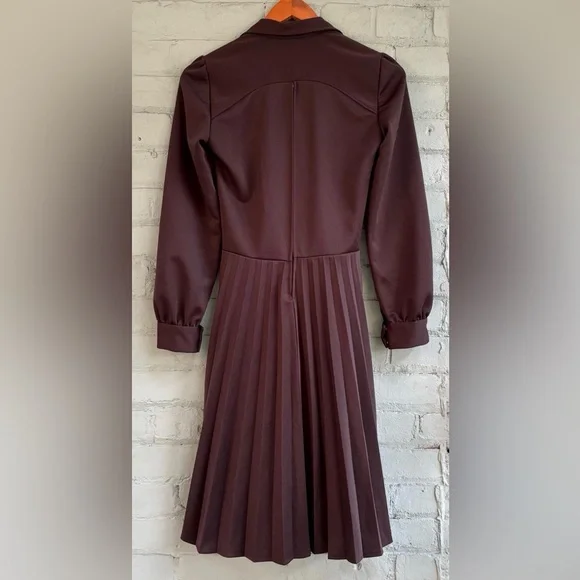 Vintage 70s Dark Brown Long Sleeve Shirt Dress - Picture 7 of 8